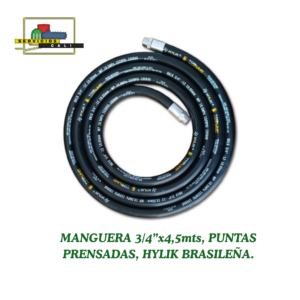 Manguera 3/4”x4,5mts, Puntas Prensadas, HYLIK Brasileña.
